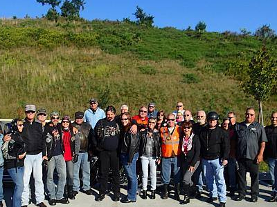 Several persons taking a photograph with a hill of background #2